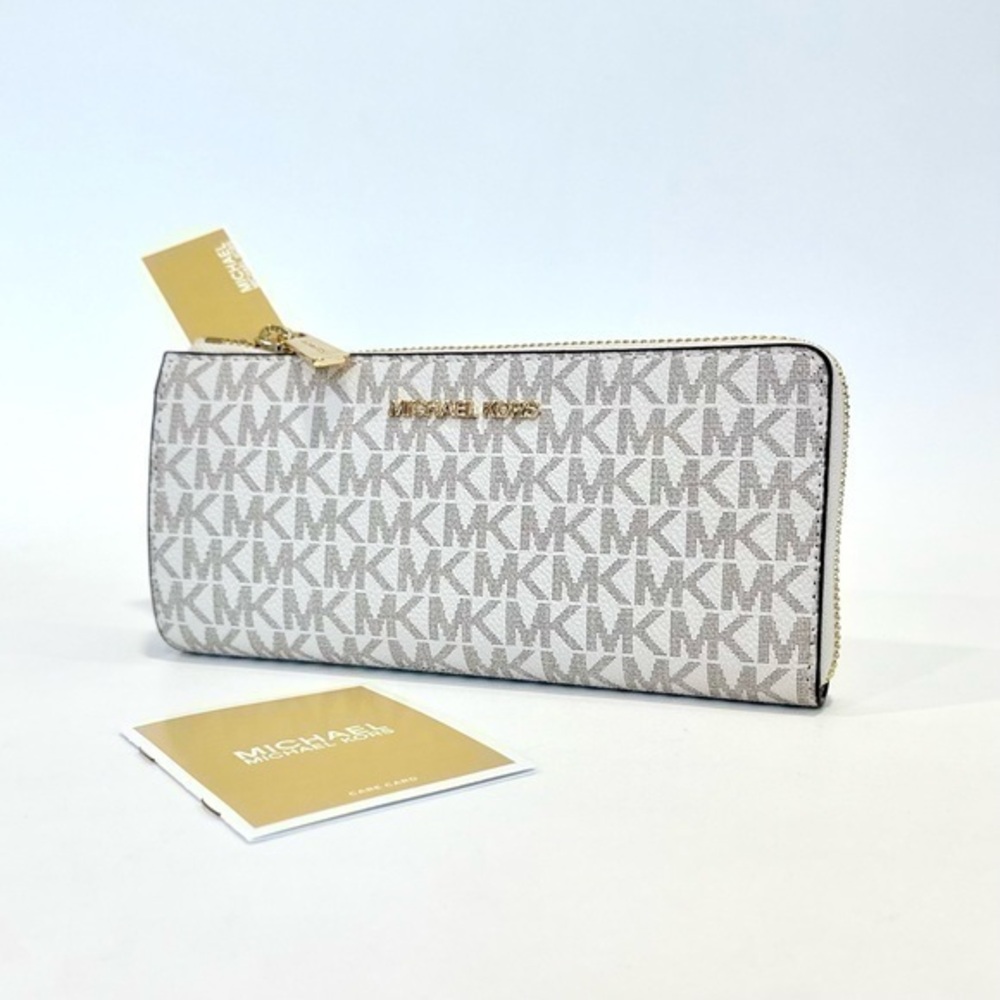 MICHAEL KORS Jet Set Travel Large Logo Quarter-Zip Wallet Vanilla